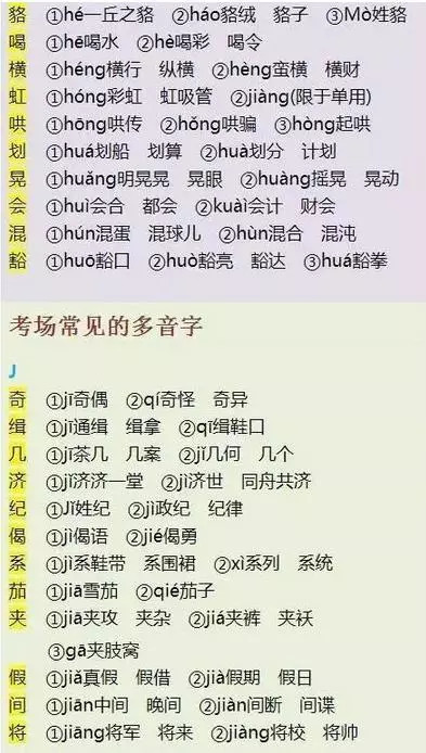探索结果的多音字组词区别